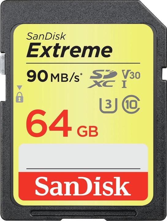SanDisk Extreme SDXC U3 (64 GB, SDXC, U3, UHS-I)