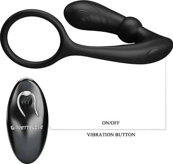Pretty Love Warren Black Anal Ring & Vibrator
