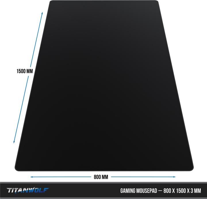 Actual product image Titanwolf Gaming Mouse Pad, XXXL 1500 x 800 x 3 mm Mouse Mat Extra Large / Washable, Black (3XL)