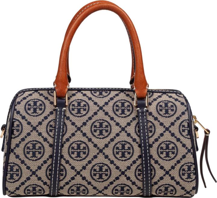 Actual product image Tory Burch monogram bucket in printed cotton monogram blue