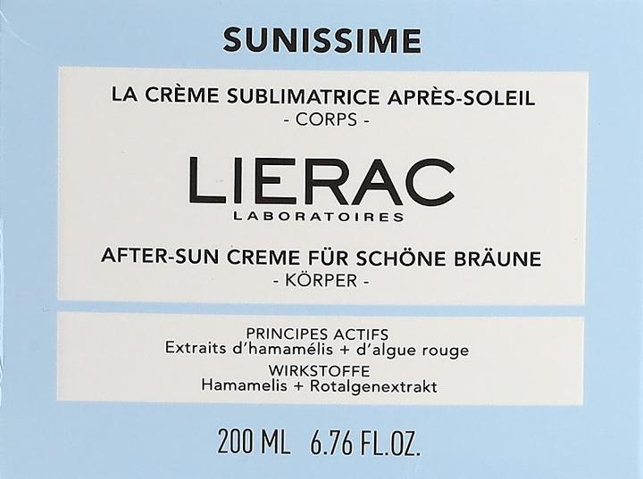 Nutritional values and ingredients Lierac Sunissime (200 ml, After Sun Gel)