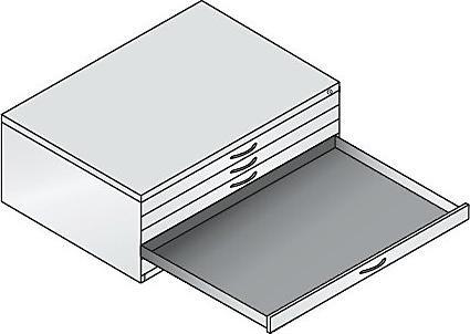 Produktbild C+P Zeichnungsschrank, DIN A1, 5 Schubladen, Höhe 420 mm, schwarzgrau / lichtgrau