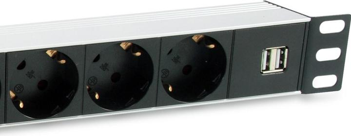Produktbild equip Steckdosenleiste 1HE8fach Schuko16A, Kabl. si (7 x, CEE 7/7, 1.80 m)