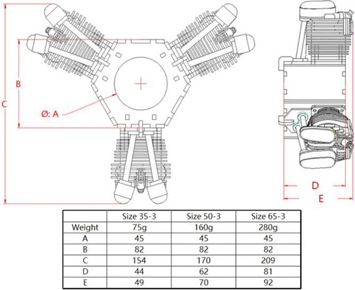 Actual product image Extron Modellbau Cylinder dummy 50mm 3-cylinder (lasercut)
