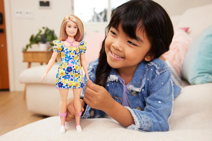 Actual product image Barbie Fashionistas doll with Down's Syndrome in a flower dress