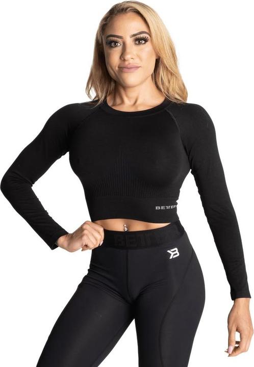 Actual product image Better Bodies Rib Seamless Crop LS Black Melange (XS)