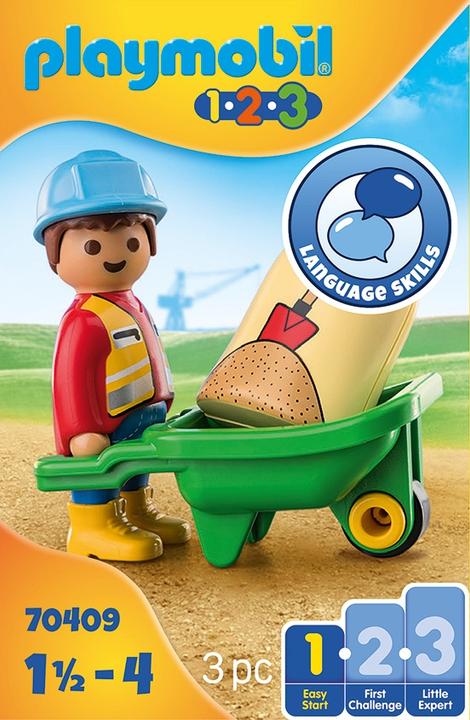 Image du produit Playmobil 70409 Ouvrier du bâtiment avec brouette (70409, Playmobil 1.2.3)
