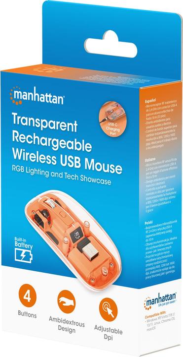 Immagine prodotto Manhattan Mouse MH trasparente 4D, bianco (Senza fili)