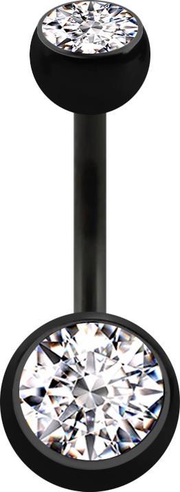 Actual product image Star Piercing Banana black with two balls crystal silver (without brass, Titanium G23)