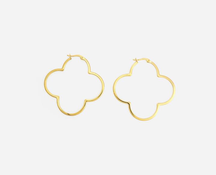 Immagine prodotto Tara Style Big Clover Hoops - Creolen (waterproof) (100% impermeabile, Acciaio inossidabile placcato oro 18k)