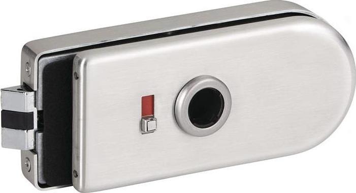 Produktbild Hermat Glastürschloss Venezia 6016F Aluminium Edelstahl matt (60) WC Drückerposition hinten DIN links /... (Profilzylinder)