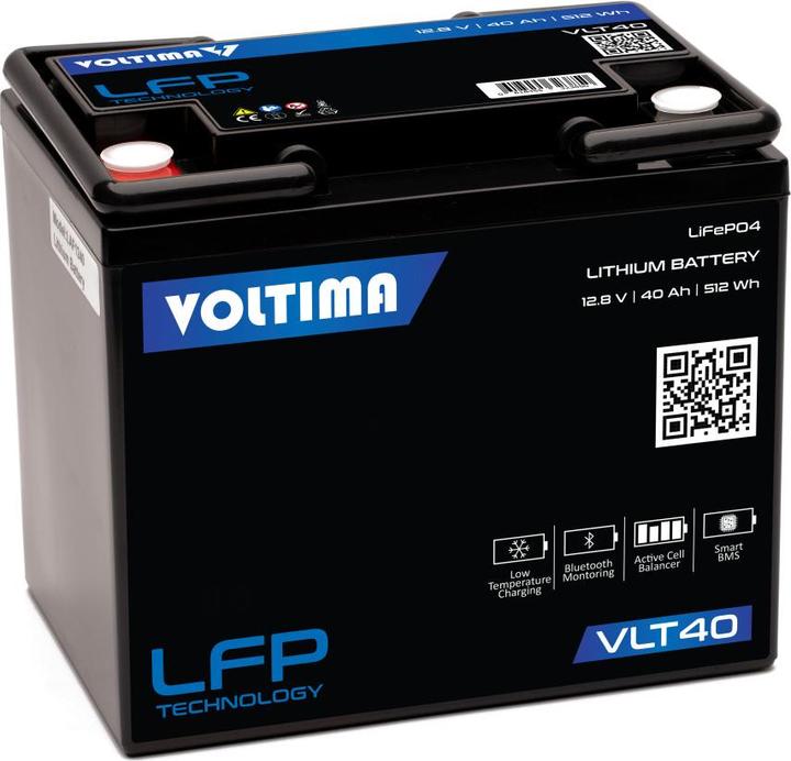 Actual product image Voltima VLT40 12V LiFePO4 Lithium Versorgungsbatterie 40Ah mit App (12 V, 40 Ah)