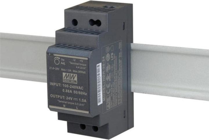 Productafbeelding MeanWell HDR-30-24. totaal vermogen: 36 W, AC ingangsspanning: 85