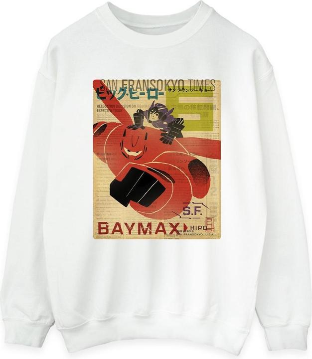 Disney Big Hero 6 Baymax Flying Baymax Newspaper Sweatshirt (L)