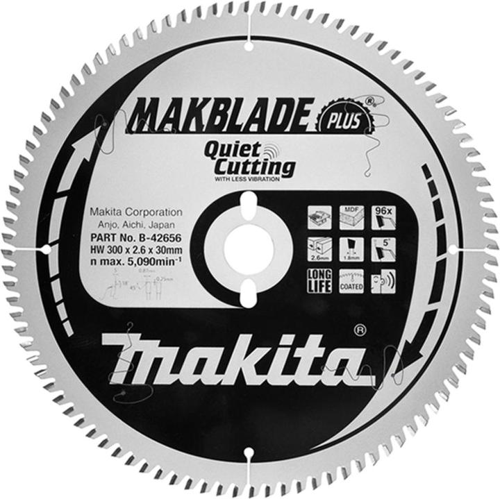 Produktbild Makita Zubehör B-42656 Tischkreissägeblatt MDF / Melaminharzplatte Makblade-Plus 300x30x2,6 96T 5g