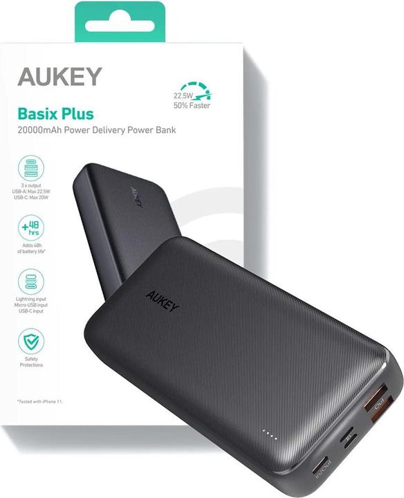Produktbild Aukey Basix Plus (20000 mAh, 22.50 W, 22.50 Wh)