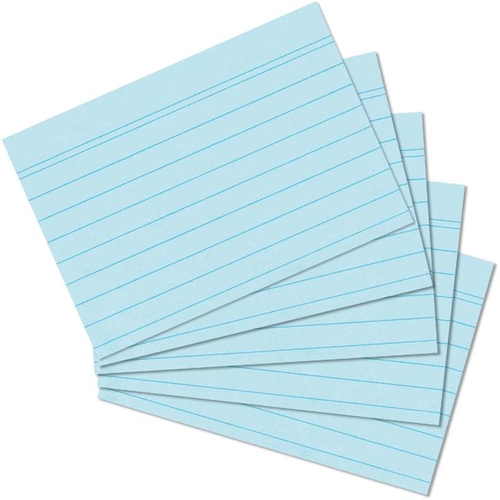 Produktbild Herlitz Karteikarten, DIN A5, liniert, blau aus Papier, 170 g-qm, holzfrei, Linienfarbe: blau, doppelte (A5, 170 g/m², 100 x)