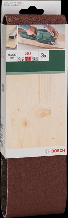 Produktbild Bosch Zubehör 3tlg. Schleifband-Set für Bandschleifer, rote Qualität K = 80 (80)