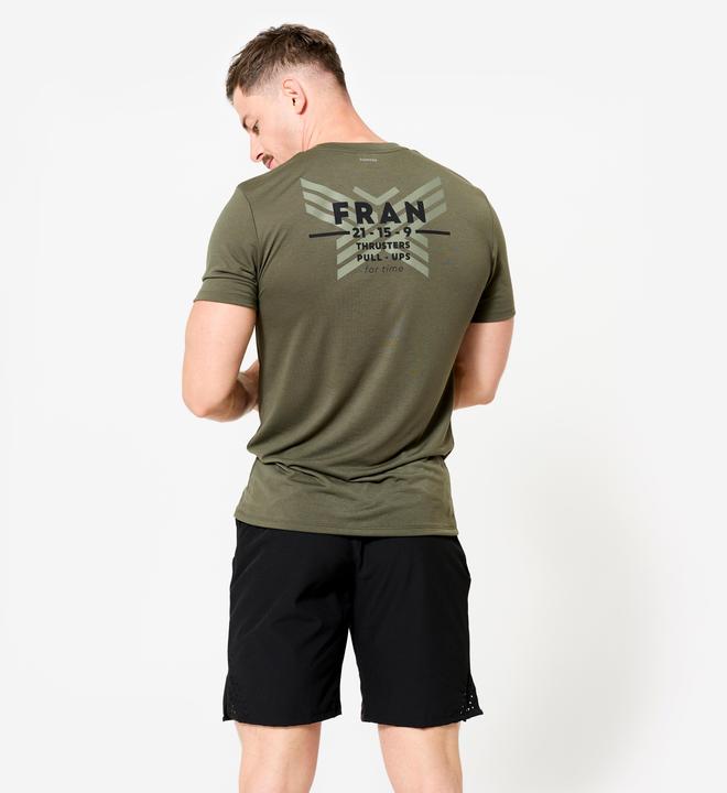 Actual product image Domyos Men's Slim-Fit Breathable Cross Training T-Shirt - Khaki (L)