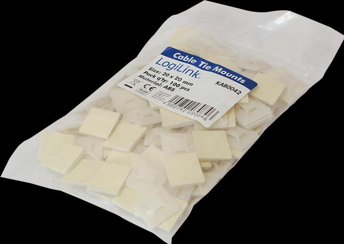 Actual product image LogiLink Cable tie mounts, self-adhesive, cable tie receptacle: (Fixing loops, 20 mm, 100 pcs.)