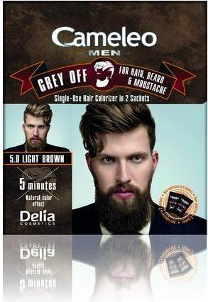 Actual product image Delia Cosmetics Cameleo - Hair Paint For Men Middle Brown. No Gray Hair. Good Coverage. 2x15ml (Light Brown Grey Off)