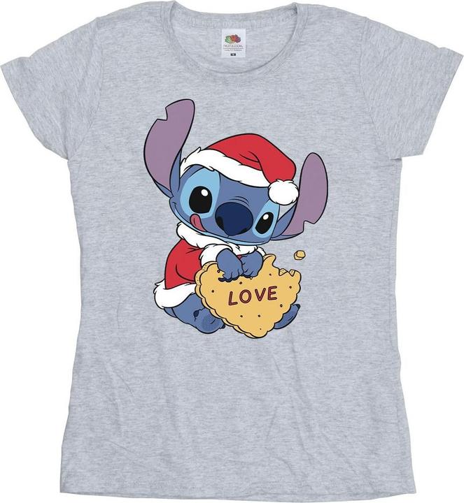 Disney Lilo And Stitch Christmas Love Biscuit TShirt (S)