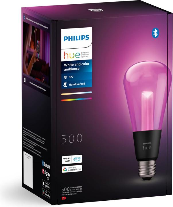 Productafbeelding Philips Hue White & Color Ambiance Lightguide Giant Edison (E27, 6.80 W, 500 lm, 1 x, G)