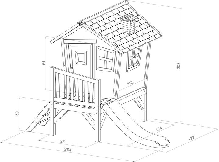 Immagine prodotto Axi Robin Playhouse marrone/bianco - scivolo blu