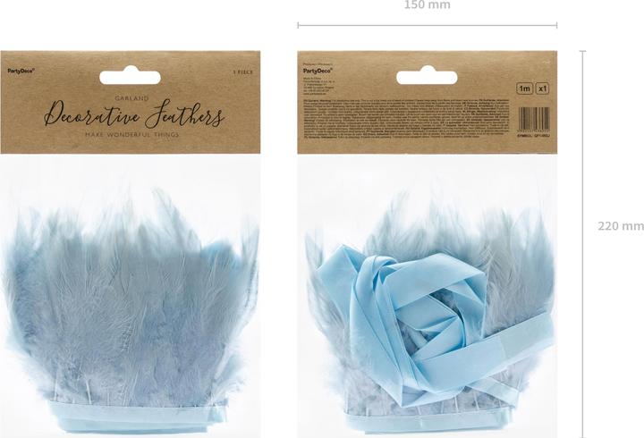 Image du produit Partydeco Guirlande de plumes 1 m, bleu