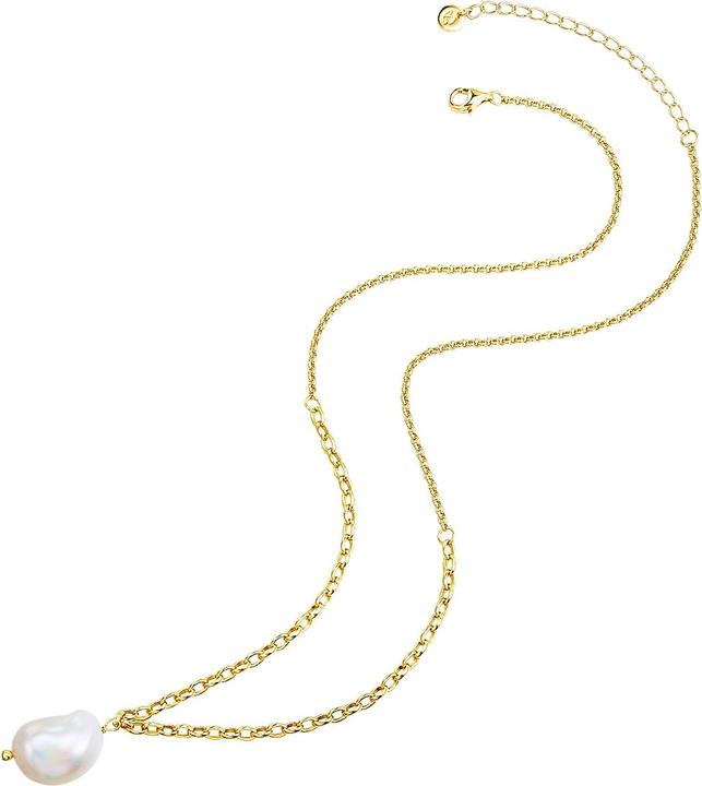 Immagine prodotto Glanzstücke München Catena da donna in argento sterling con perle d'acqua dolce coltivate in oro giallo 40,0 cm di base (Argento, 40 - 45 cm)