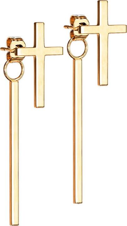 Star Piercing Ohrstecker rosegold Kreuz Anhänger Balken (ohne Messing, Chirurgenstahl 316L)