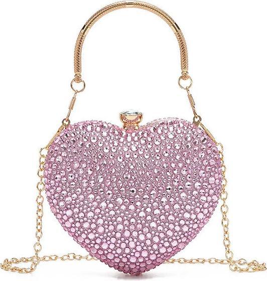 Only-Bags.Store Luxus Diamant Inlay Herzform Kristall Handtasche Steine Umhängetasche