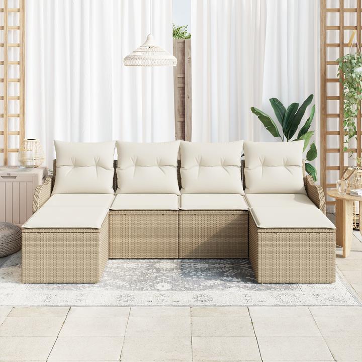 Actual product image VidaXL 6-piece garden sofa set with cushions Beige poly rattan
