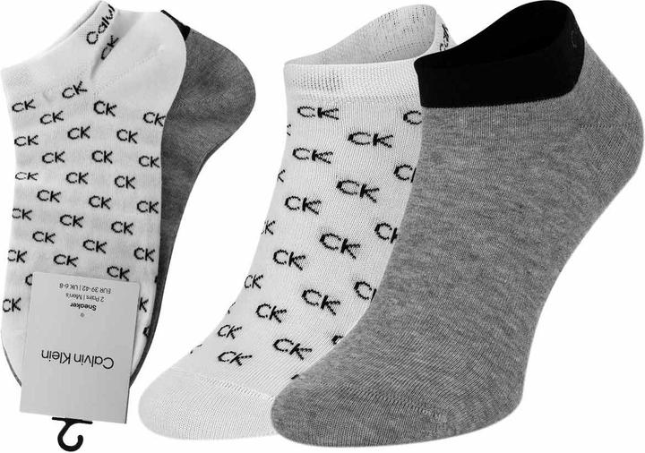 Produktbild Calvin Klein Mens All Over CK Logo Men's Liner Socks 2 Pack Sneaker, White, 39/42 (39 - 42)
