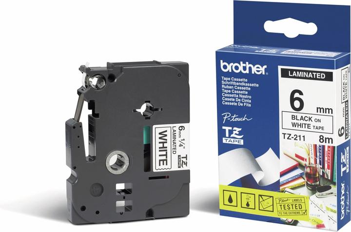 Actual product image Brother TZe-211 (0.60 cm, Black, White)