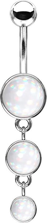 Star Piercing Banane silber mit Anhänger drei Schilde Epoxidstein weiss (Chirurgenstahl 316L, Messing)