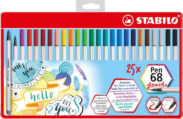 Image du produit STABILO Pen 68 Brush 25er Sans néon (19 couleurs, 25 x)