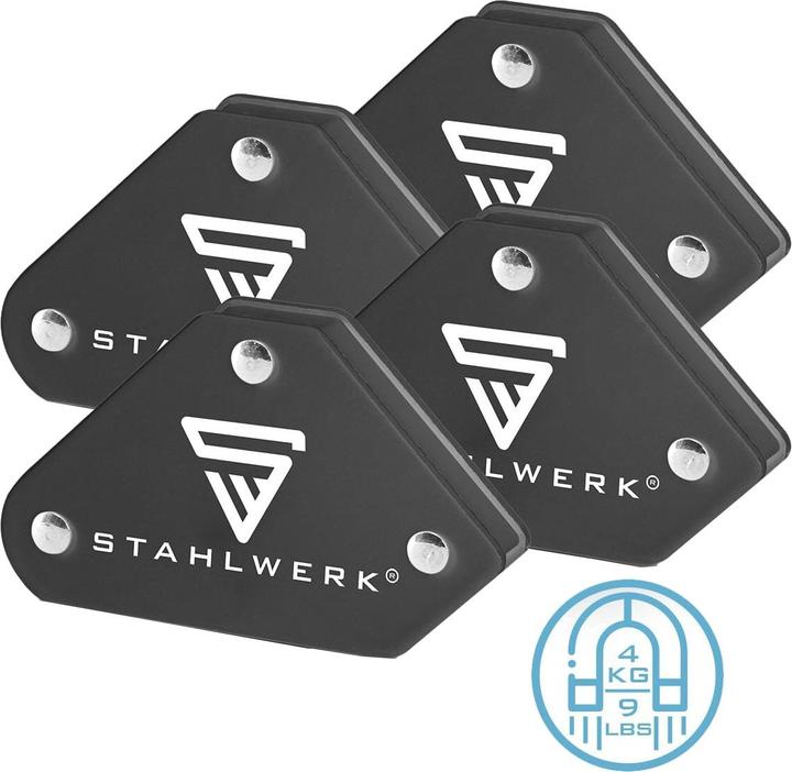 Produktbild Stahlwerk Schweisswinkel 4er Set Magnet 4 kg 9 lbs Schweissmagnet Magnetwinkel