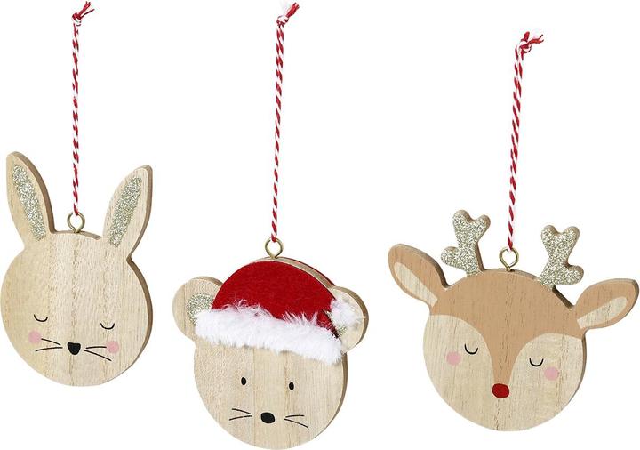 Produktbild Vertbaudet 6er-Set Weihnachtsbaumkugeln aus Holz in Pappmaché-Optik (6 -teilig)