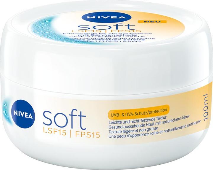 Image du produit NIVEA Soft Daily UV erfrischende Feuchtigkeitscreme Topf LSF 15 (Crème pour le corps, 100 ml)