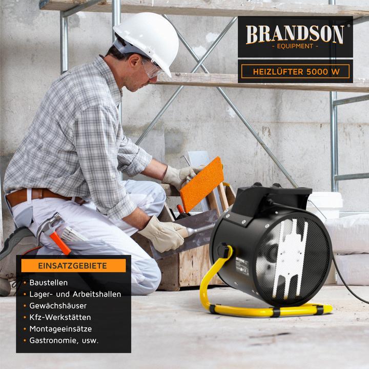 Produktbild Brandson Baustellen Heizlüfter 5000 W, 2 Heizstufen, 5KW Elektroheizgebläse für Baustelle, Überhitzungsschutz (5000 W)