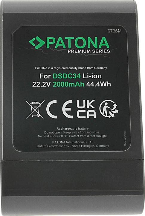 Actual product image Patona Ersatzakku für Dyson DC31 DC34 DC35 DC43 DC56 DC57 ersetzt 917083-01