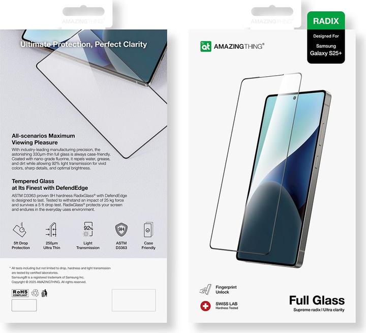 Produktbild Amazingthing Radix Full Glass Panzerglas für Samsung Galaxy S25+ (1 Stück, Samsung Galaxy S25+)