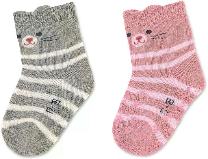 Produktbild Sterntaler Antirutsch-Socken 2er Set Katze Hellgrau Melange Gr. 17-18 (2er Pack, 17 - 18)
