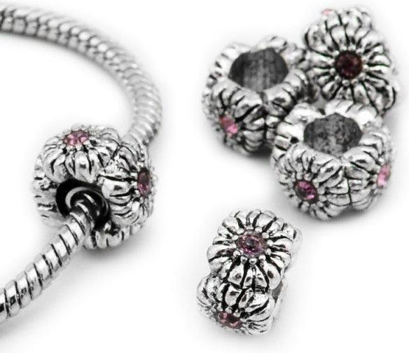 Hermex Strass Bead versilbert 925 - Silbrig Rosa (Silber 925)