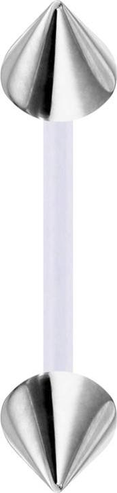 Image du produit Star Piercing Micro banane transparente avec deux cônes argentés (sans laiton, Bioflex, Acier chirurgical 316L)