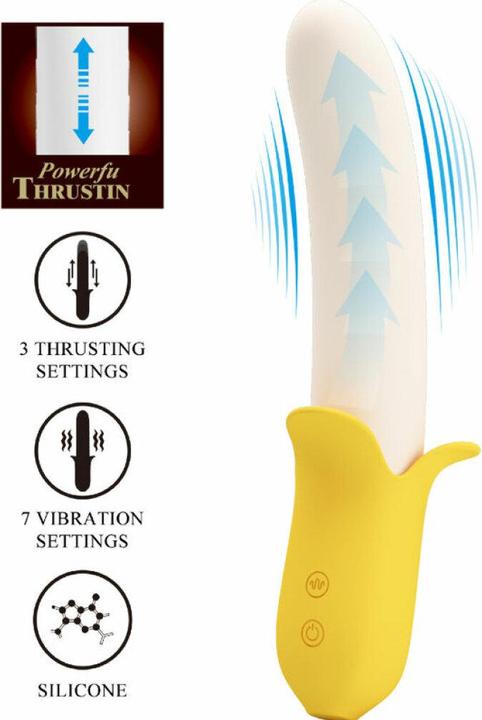 Actual product image Pretty Love Banana Geek Super Power 7 Vibration Settings Up&Down Silicone Black