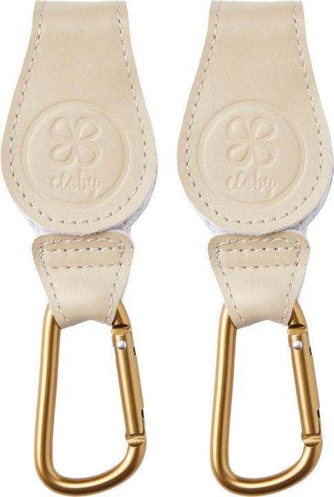 Actual product image Cloby Leather pram hook with carabiner set of 2