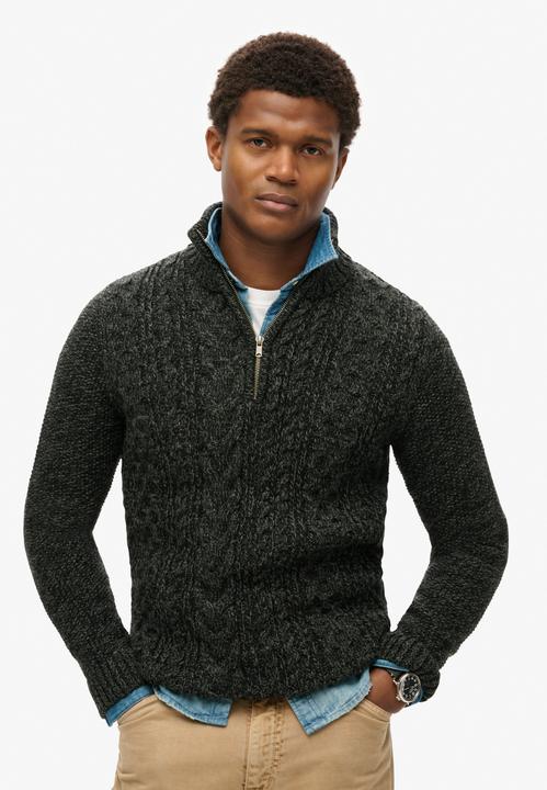 Immagine prodotto Superdry Jacob Zopfmusterpullover mit halblangem Reissverschluss (L)