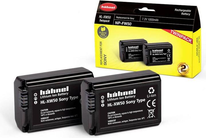 Actual product image Hähnel HL-XW50, 2pcs camera battery replaces original battery NP-FW50 7.2 V 1000 mAh (Camera battery)